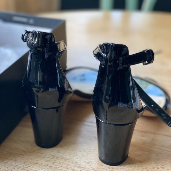 Nine West Black Patent Block Heel Sandal - Picture 6 of 7